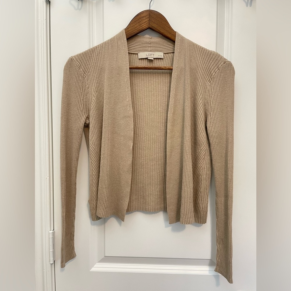 LOFT beige cover up sweater/ cardigan. Size MP
